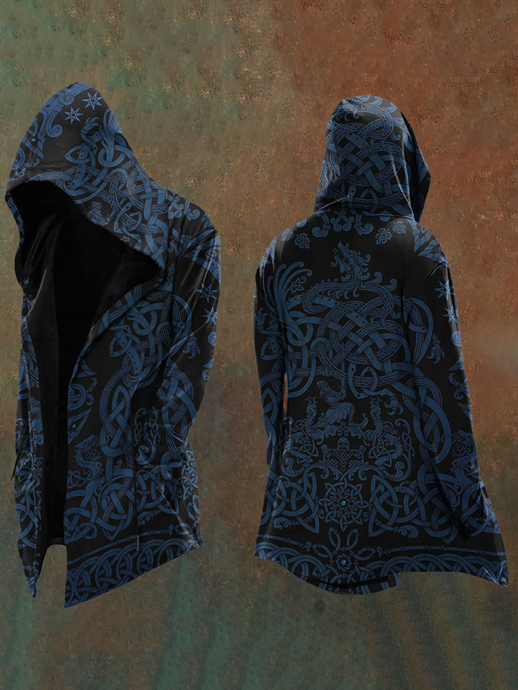 Men'S Vintage Viking Totem Art Hooded Jacket