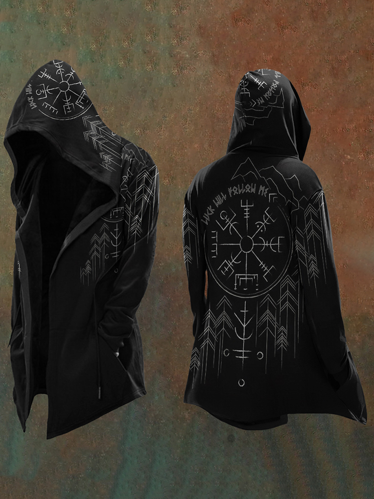 Men'S Vintage Viking Totem Art Hooded Jacket
