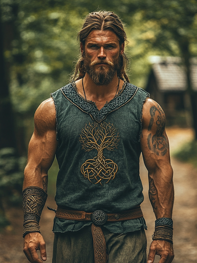 Men's Viking Celtic Tree Of Life Art V Neck Tank Top