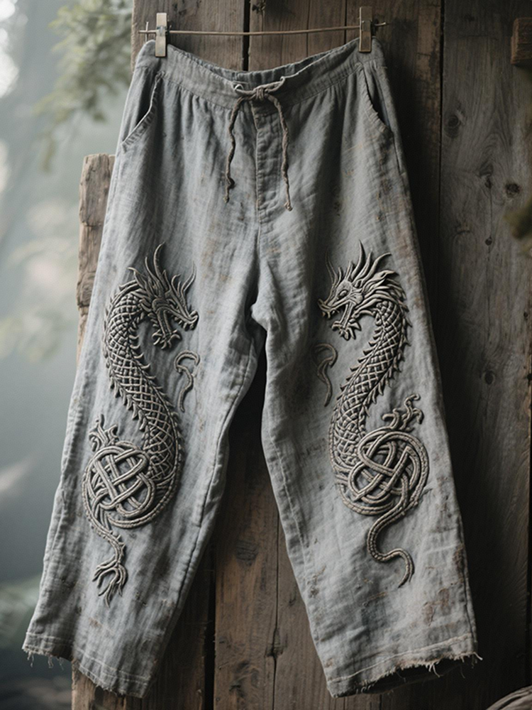 Men's Viking Tribal Dragon Art Casual Pants