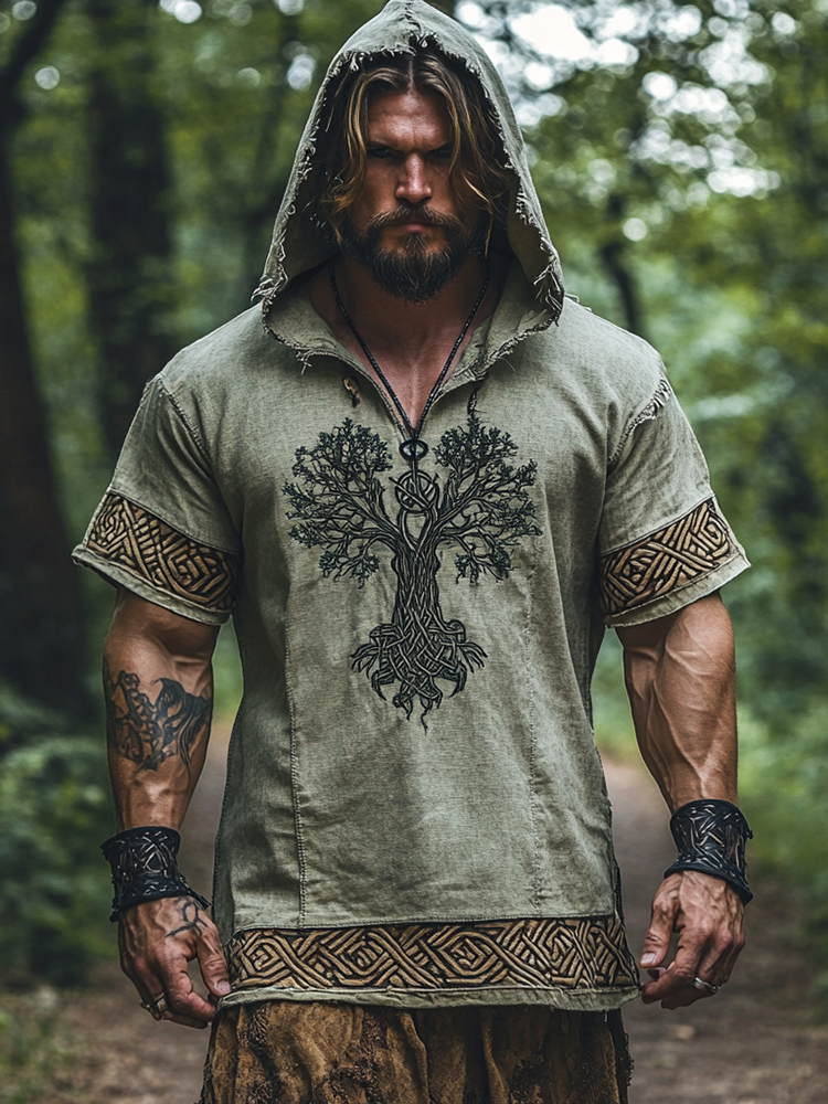 Vintage Viking Tree Of Life Hooded T-shirt