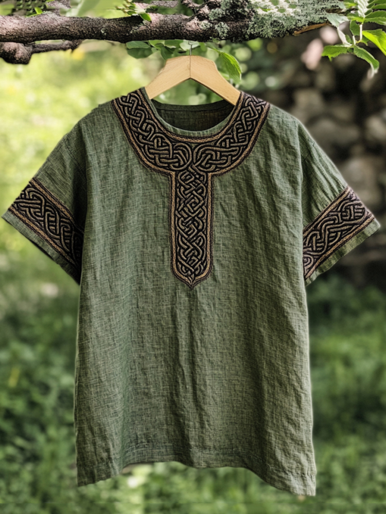 Men's Viking Celtic Knot Art Linen T-shirt