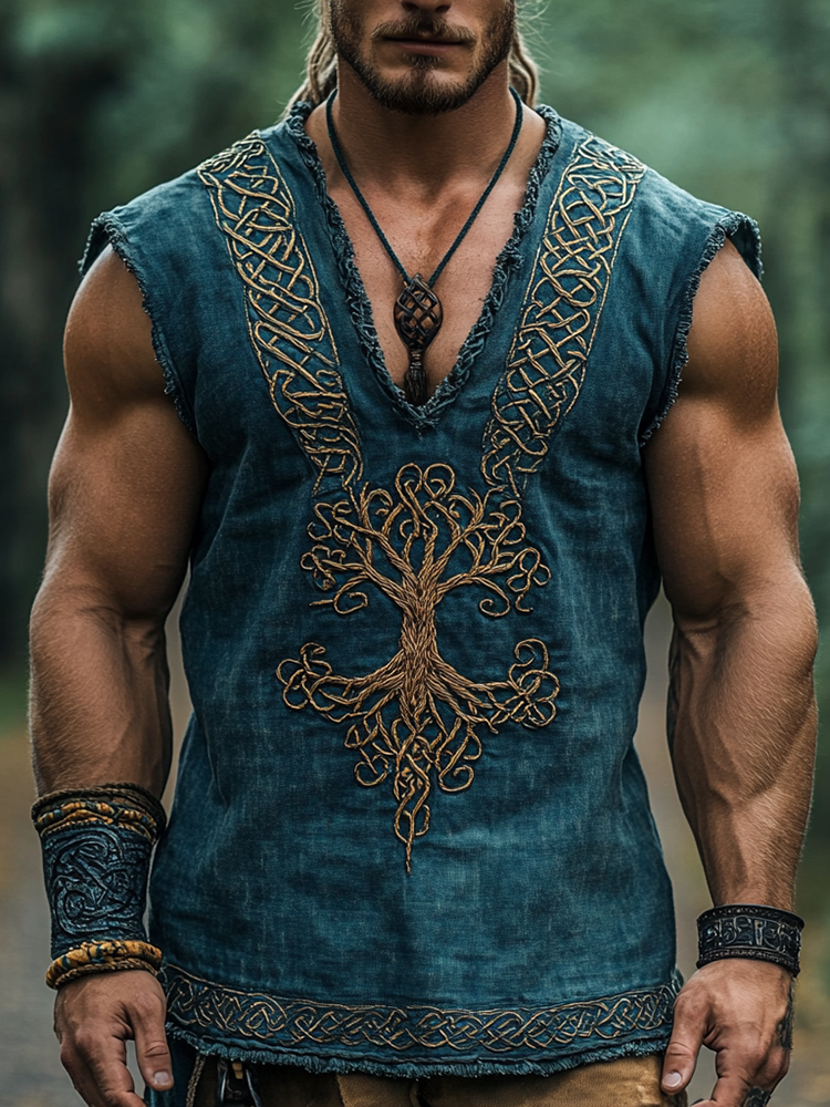 Men's Vintage Viking Tree Of Life Celtic Art Tank Top